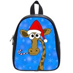 Xmas giraffe - blue School Bags (Small) 