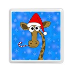 Xmas giraffe - blue Memory Card Reader (Square) 