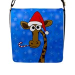 Xmas giraffe - blue Flap Messenger Bag (L) 