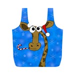 Xmas giraffe - blue Full Print Recycle Bags (M) 