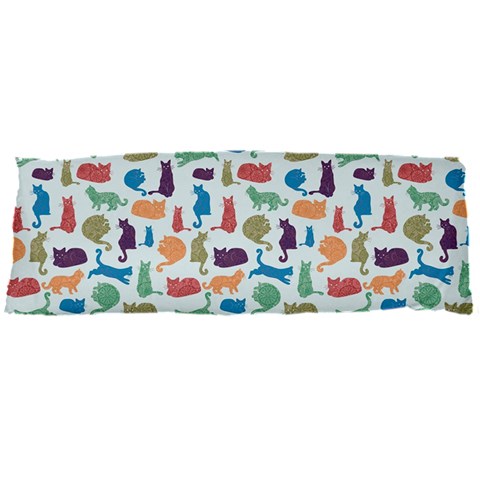 Blue Colorful Cats Silhouettes Pattern Body Pillow Case Dakimakura (Two Sides) from UrbanLoad.com Front