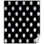 Polka Dots - Pastel Blue on Black Canvas 8  x 10 
