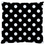 Polka Dots - Pastel Blue on Black Large Cushion Case (One Side)