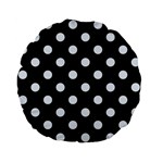 Polka Dots - Pastel Blue on Black Standard 15  Premium Flano Round Cushion