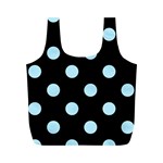 Polka Dots - Light Blue on Black Full Print Recycle Bag (M)