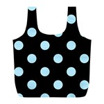 Polka Dots - Light Blue on Black Full Print Recycle Bag (L)