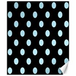 Polka Dots - Light Blue on Black Canvas 8  x 10 