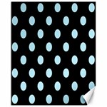 Polka Dots - Light Blue on Black Canvas 16  x 20 