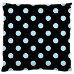 Polka Dots - Light Blue on Black Large Cushion Case (One Side)