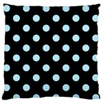 Polka Dots - Light Blue on Black Standard Flano Cushion Case (One Side)