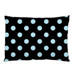Polka Dots - Light Blue on Black Pillow Case (One Side)