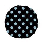 Polka Dots - Light Blue on Black Standard 15  Premium Round Cushion