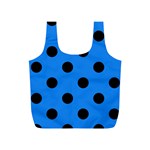 Polka Dots - Black on Dodger Blue Full Print Recycle Bag (S)