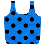 Polka Dots - Black on Dodger Blue Full Print Recycle Bag (XL)