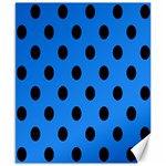Polka Dots - Black on Dodger Blue Canvas 8  x 10 