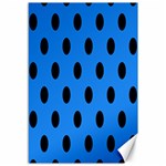Polka Dots - Black on Dodger Blue Canvas 12  x 18 