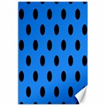 Polka Dots - Black on Dodger Blue Canvas 20  x 30 