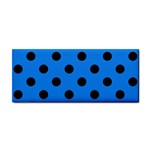 Polka Dots - Black on Dodger Blue Hand Towel