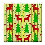 Xmas reindeer pattern - yellow Tile Coasters