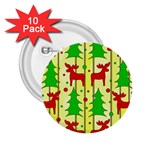 Xmas reindeer pattern - yellow 2.25  Buttons (10 pack) 