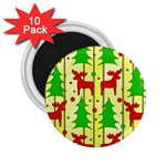 Xmas reindeer pattern - yellow 2.25  Magnets (10 pack) 