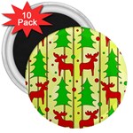 Xmas reindeer pattern - yellow 3  Magnets (10 pack) 
