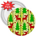 Xmas reindeer pattern - yellow 3  Buttons (100 pack) 