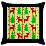 Xmas reindeer pattern - yellow Throw Pillow Case (Black)