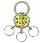 Xmas reindeer pattern - yellow 3-Ring Key Chains