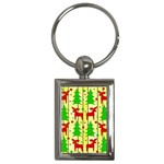 Xmas reindeer pattern - yellow Key Chains (Rectangle) 