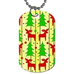 Xmas reindeer pattern - yellow Dog Tag (Two Sides)