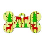 Xmas reindeer pattern - yellow Dog Tag Bone (Two Sides)
