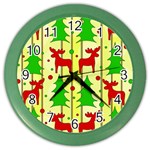 Xmas reindeer pattern - yellow Color Wall Clocks