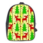 Xmas reindeer pattern - yellow School Bags(Large) 
