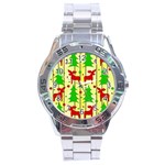 Xmas reindeer pattern - yellow Stainless Steel Analogue Watch