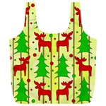 Xmas reindeer pattern - yellow Full Print Recycle Bags (L) 