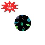 Blue and green flowers  1  Mini Buttons (10 pack) 