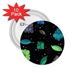 Blue and green flowers  2.25  Buttons (10 pack) 