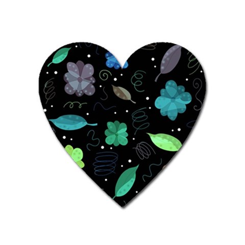 Blue and green flowers  Heart Magnet from UrbanLoad.com Front