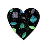 Blue and green flowers  Heart Magnet