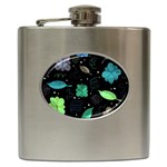 Blue and green flowers  Hip Flask (6 oz)