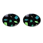Blue and green flowers  Cufflinks (Oval)
