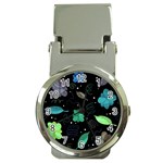 Blue and green flowers  Money Clip Watches
