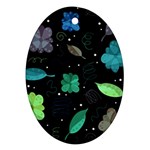 Blue and green flowers  Oval Ornament (Two Sides)