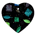 Blue and green flowers  Heart Ornament (2 Sides)