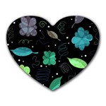 Blue and green flowers  Heart Mousepads