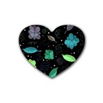 Blue and green flowers  Heart Coaster (4 pack) 