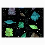 Blue and green flowers  Large Glasses Cloth