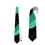Blue and green flowers  Neckties (Two Side) 