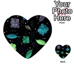 Blue and green flowers  Multi-purpose Cards (Heart) 